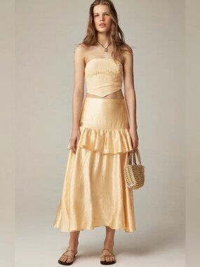 J. Crew Collection Ruffle Tier Midi Skirt in Sweet Meringue Size 8 NWT